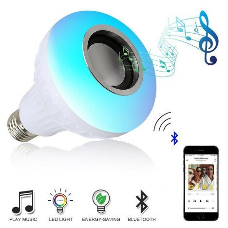 Bec Muzical Inteligent cu Led, Bluetooth si telecomanda iUni DF18, 3W, Lumini Colorate