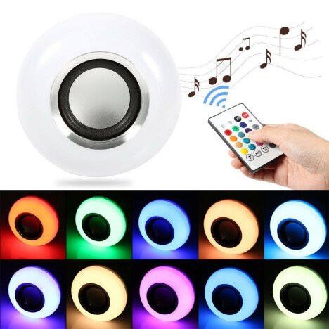 Bec Muzical Inteligent cu Led, Bluetooth si telecomanda iUni DF18, 3W, Lumini Colorate